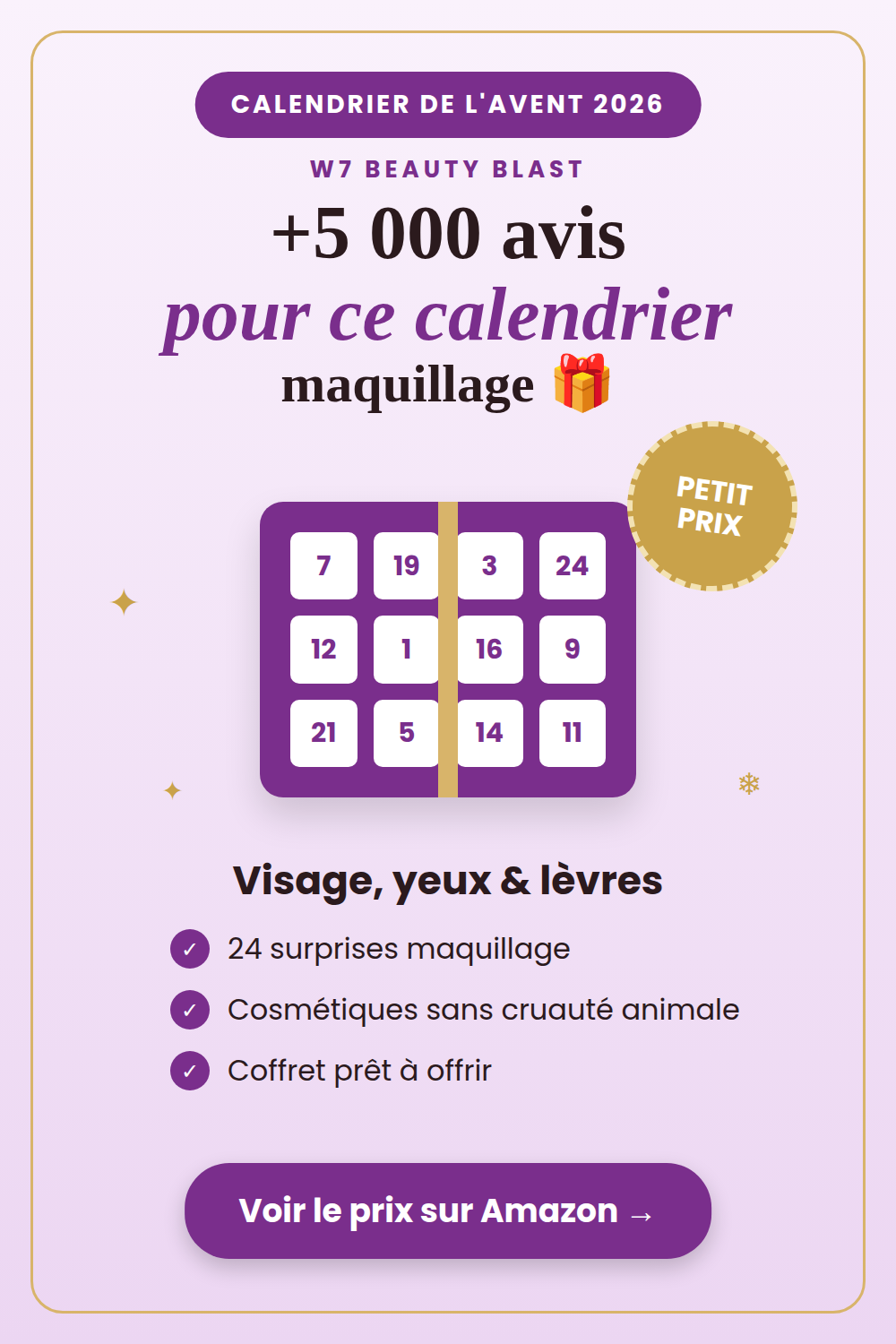 Calendrier de l'Avent W7 Beauty Blast 2026