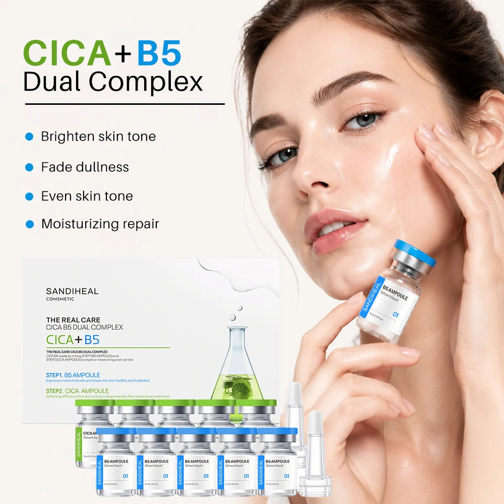 SANENDI Blue Copper Peptide Hyaluronic Acid Serum CICA B5 Face Care HA Korean Skin Care Solution 10Vials Beauty Salon Products