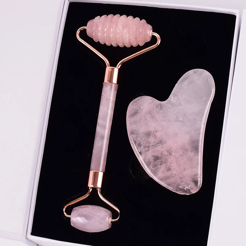 Kit rouleau et gua sha en quartz rose dans son coffret – Tokyo Éclat