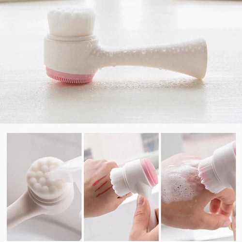 Brosse nettoyante visage double face silicone et fibres douces