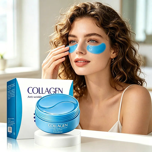 Patchs yeux hydrogel au collagène portés – Tokyo Éclat