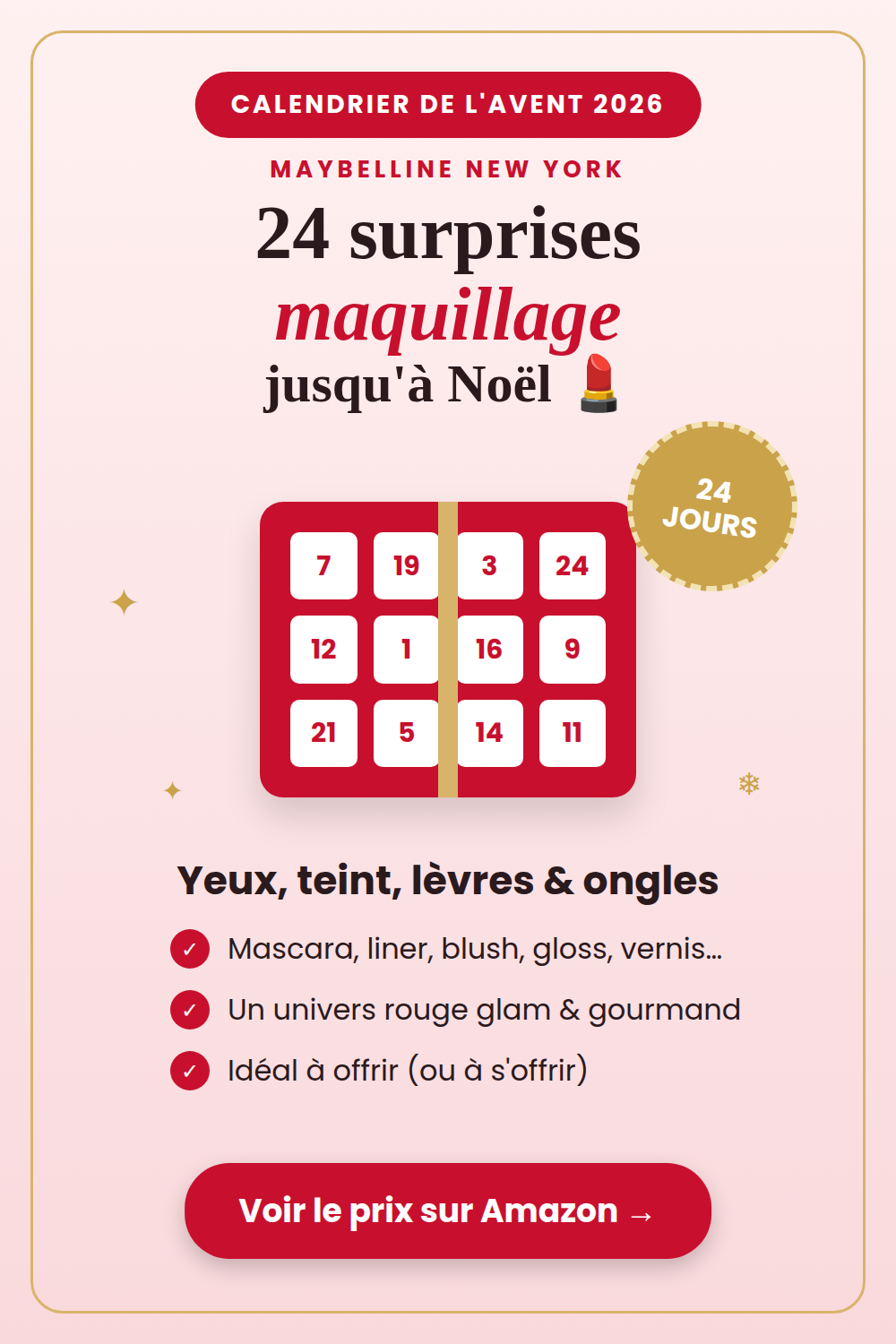 Calendrier de l'Avent Maybelline 2026